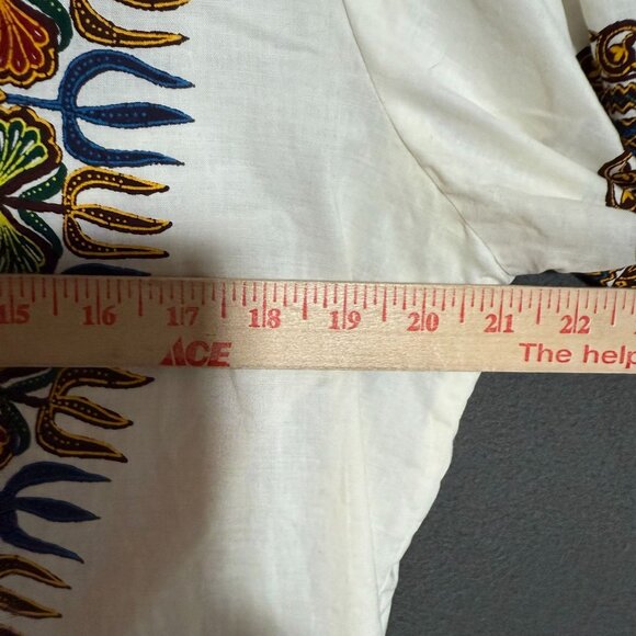 Mulchands Afro Arts African Dashiki Blouse Top Women's Medium 15-15.5 White - Picture 5 of 8
